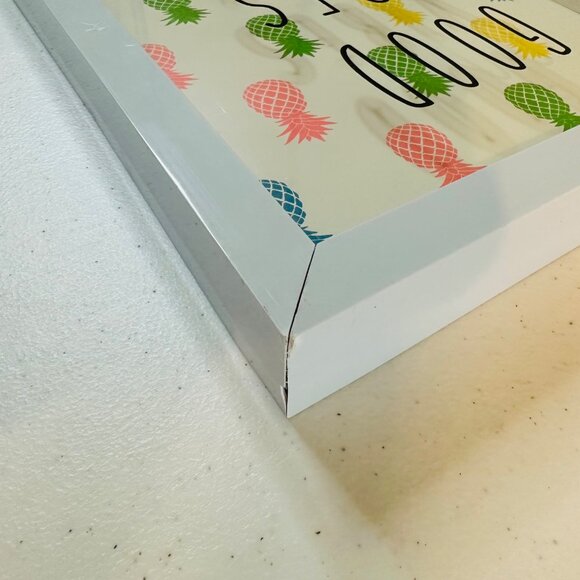 "Good Vibes Only" Multi-color Pineapple Shadow Box Wall Art 10x12 White Frame - Picture 10 of 10